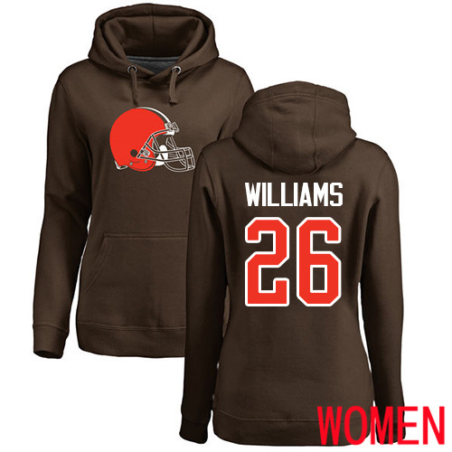 Cleveland Browns Greedy Williams Women Brown Jersey 26 NFL Football Name and Number Logo Pullover Hoodie Sweatshirt